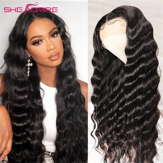 Premium Brazilian Loose Deep Wave Human Hair Wig with HD Lace Frontal - Pre Plucked, Available in 13x4 and 13x6 Sizes, Also Includes 5x5 and 6x6 Closure Options for Women