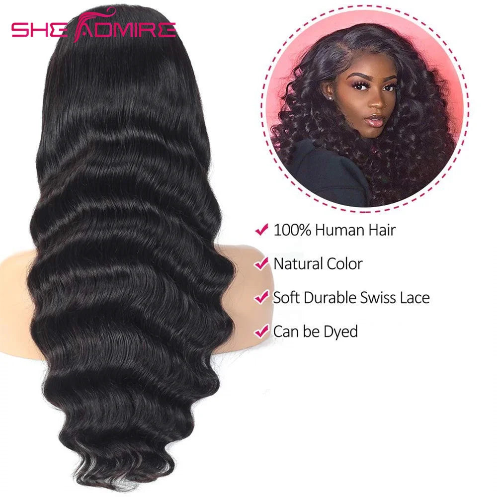 Premium Brazilian Loose Deep Wave Human Hair Wig with HD Lace Frontal - Pre Plucked, Available in 13x4 and 13x6 Sizes, Also Includes 5x5 and 6x6 Closure Options for Women