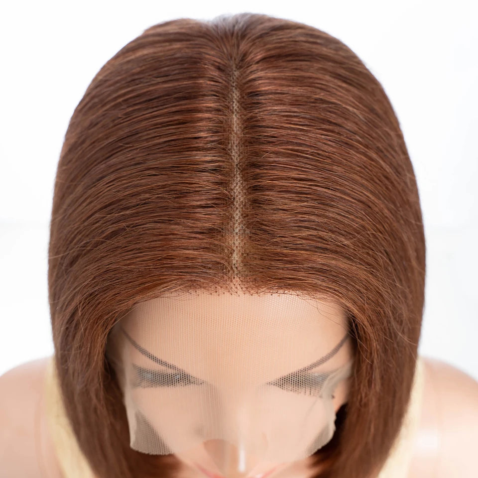 Brown Short Straight Bob  -  Chocolate Colored Lace Bob Wigs