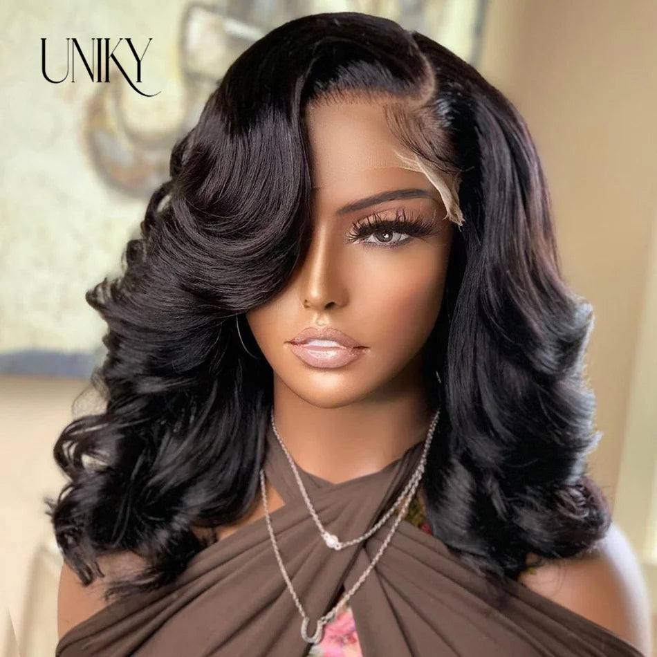 Body Wave 4x4 Transparent Lace Front Bob Wig 13x4 Human Hair Wigs