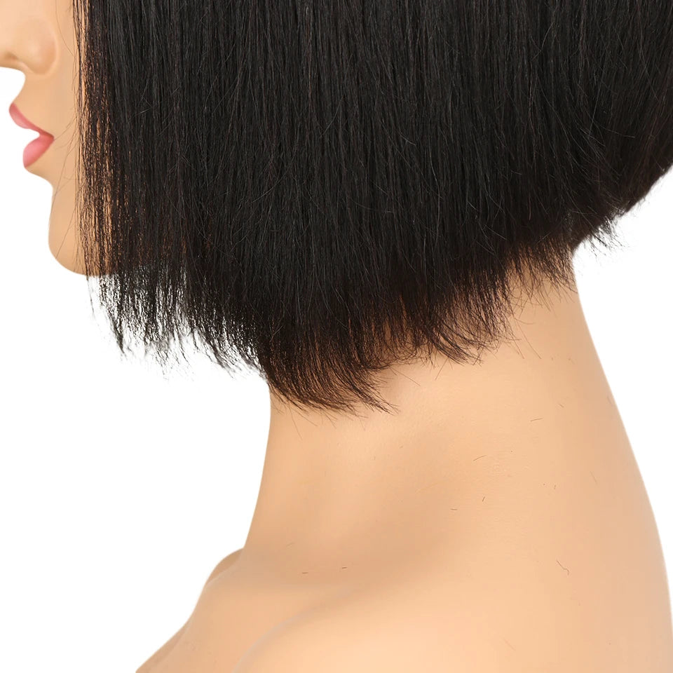 Sleek Short  Wigs with Natural Lace from Brazilian Hair and Ready To Wear