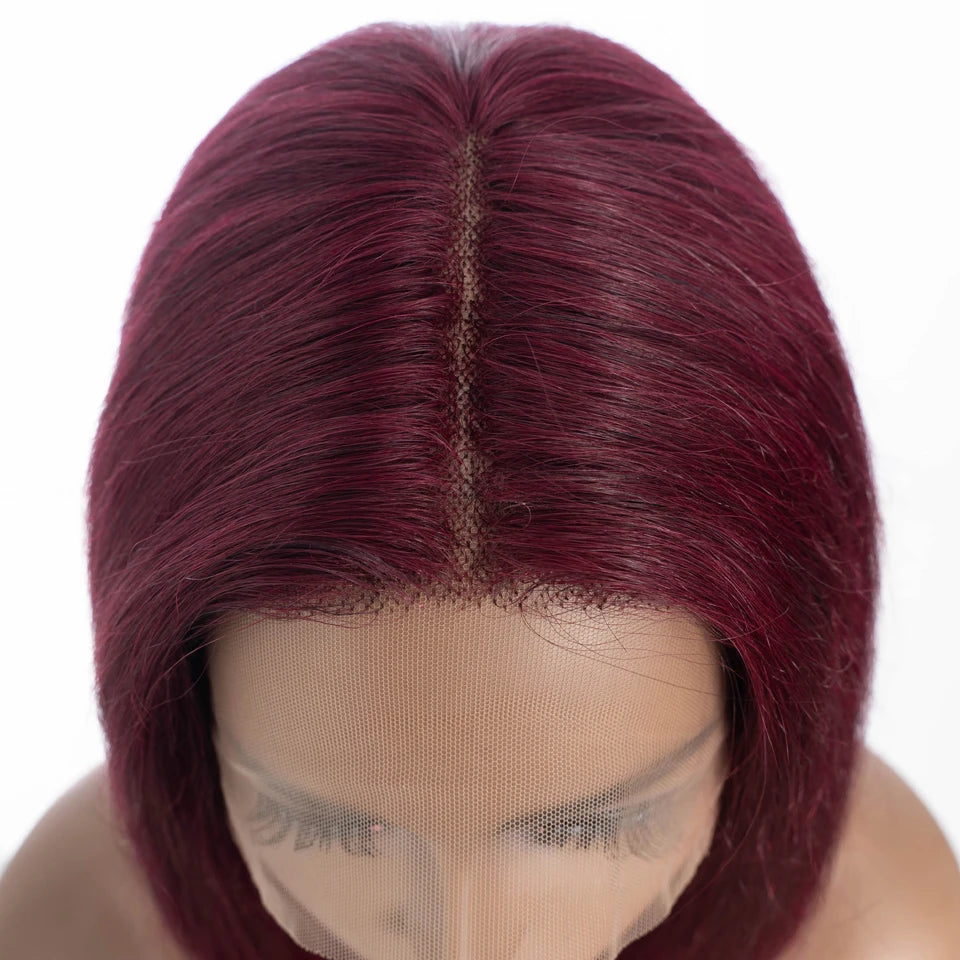 Brown Short Straight Bob  -  Chocolate Colored Lace Bob Wigs