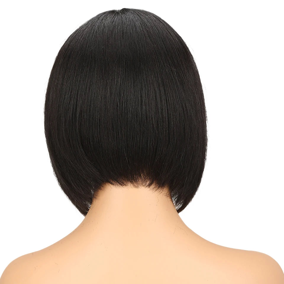 Sleek Short  Wigs with Natural Lace from Brazilian Hair and Ready To Wear