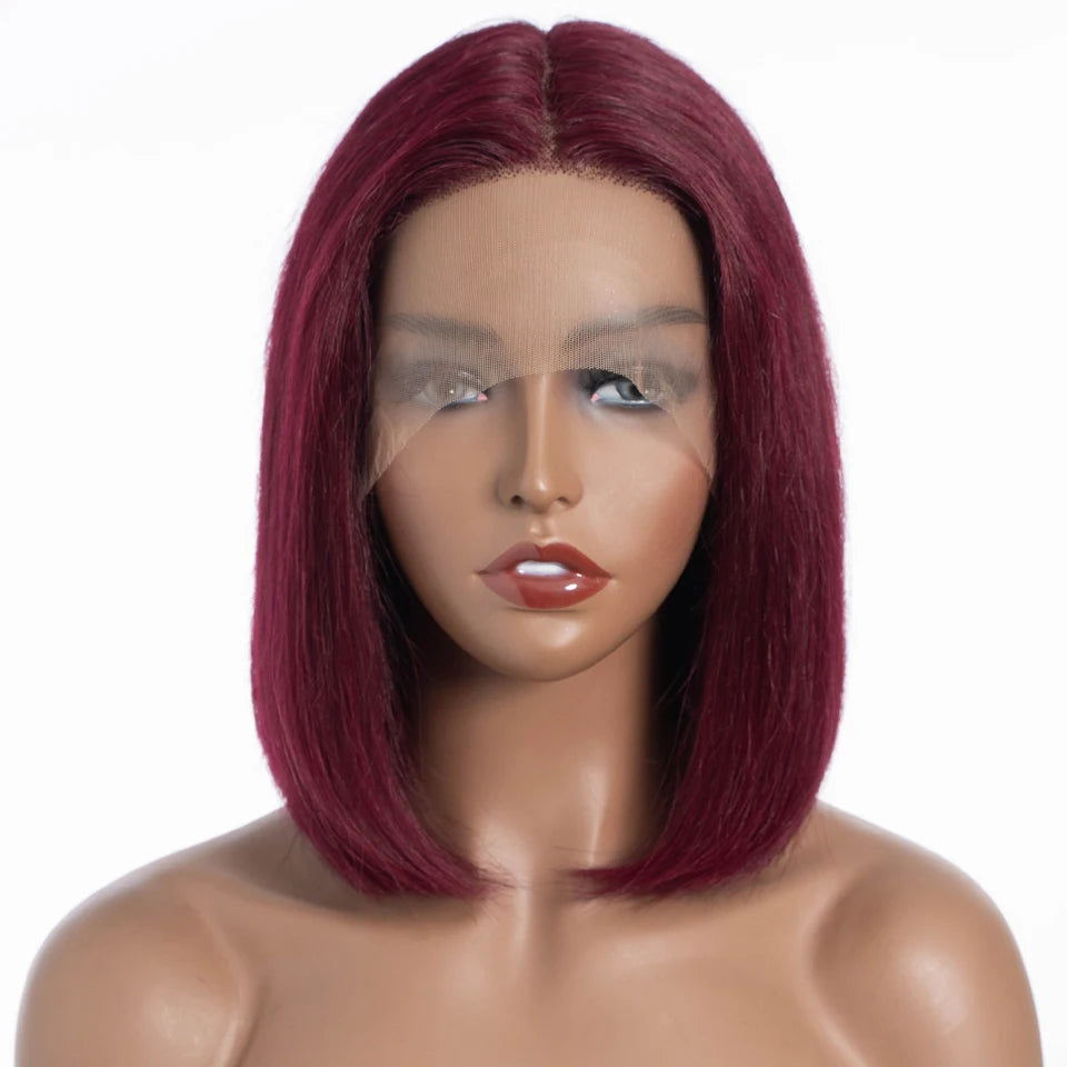 Brown Short Straight Bob  -  Chocolate Colored Lace Bob Wigs