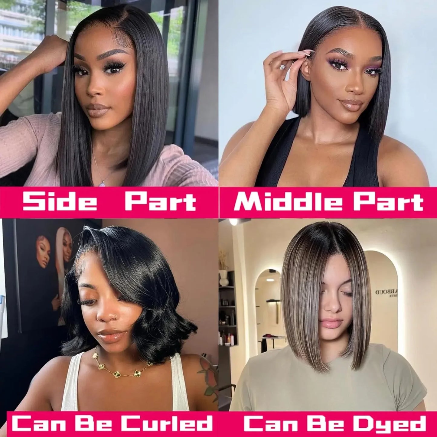 Bone Straight Bob Wig with Lace Frontal