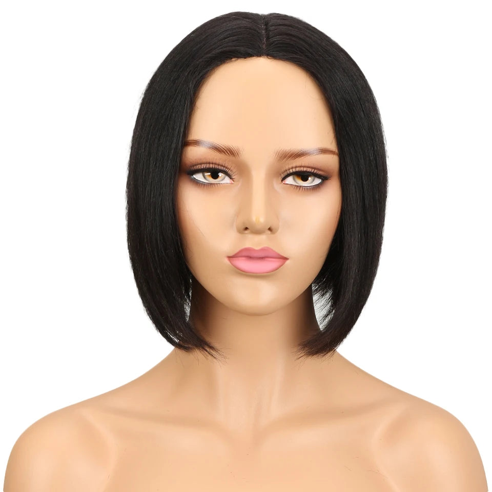 Sleek Short  Wigs with Natural Lace from Brazilian Hair and Ready To Wear