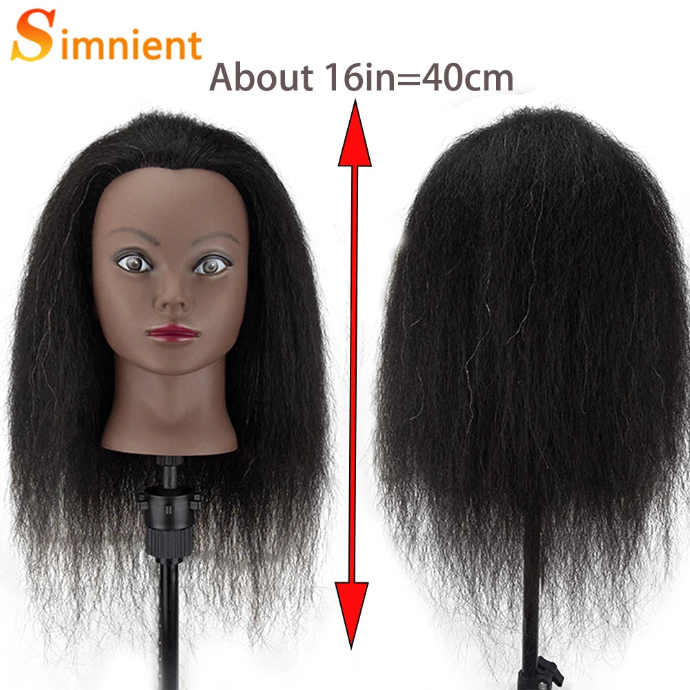 Afro Mannequin Heads for Braiding Maniquí Hair Dolls Real Human Training Hairdresser Model Natural Women's Hairdressing Kit Wigs