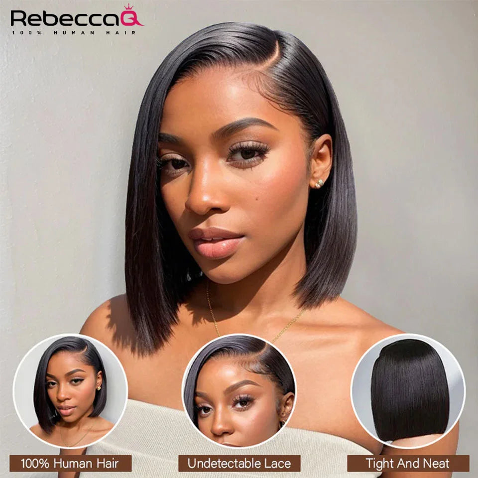 Bone Straight Bob Wig with Lace Frontal