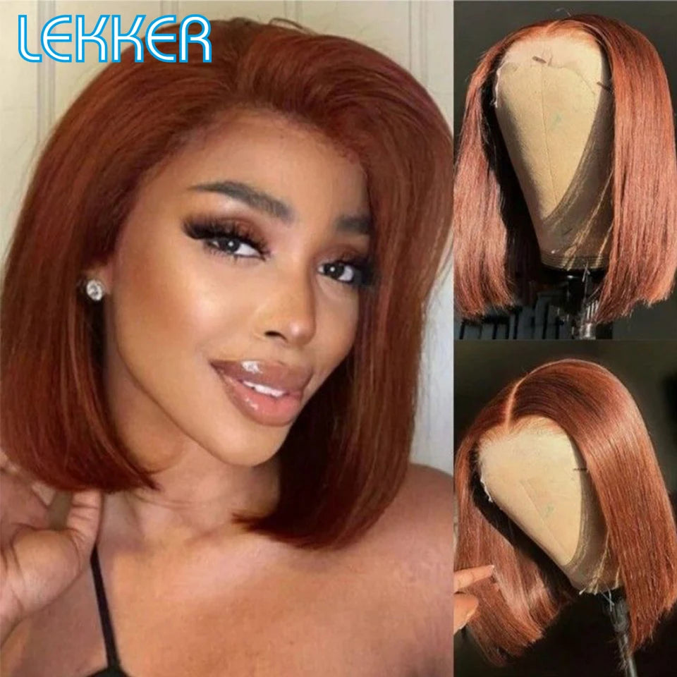 Brown Short Straight Bob  -  Chocolate Colored Lace Bob Wigs