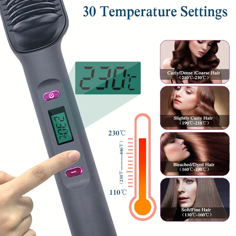 Electric Hot Comb Multifunctional Straight Hair Straightener Comb Negative Ion Anti-Scalding Styling Tool Straightening Brush