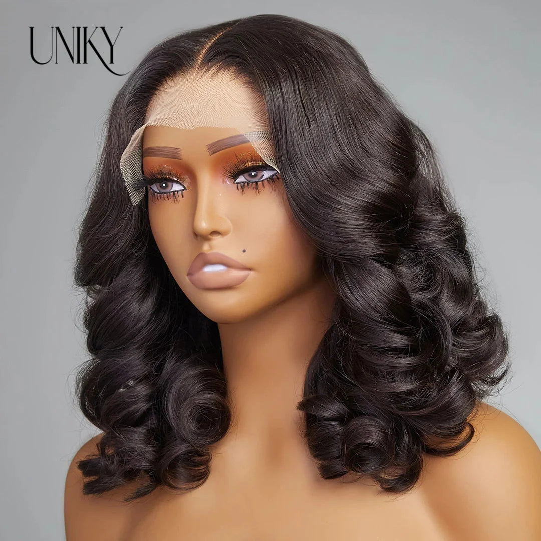 Body Wave 4x4 Transparent Lace Front Bob Wig 13x4 Human Hair Wigs