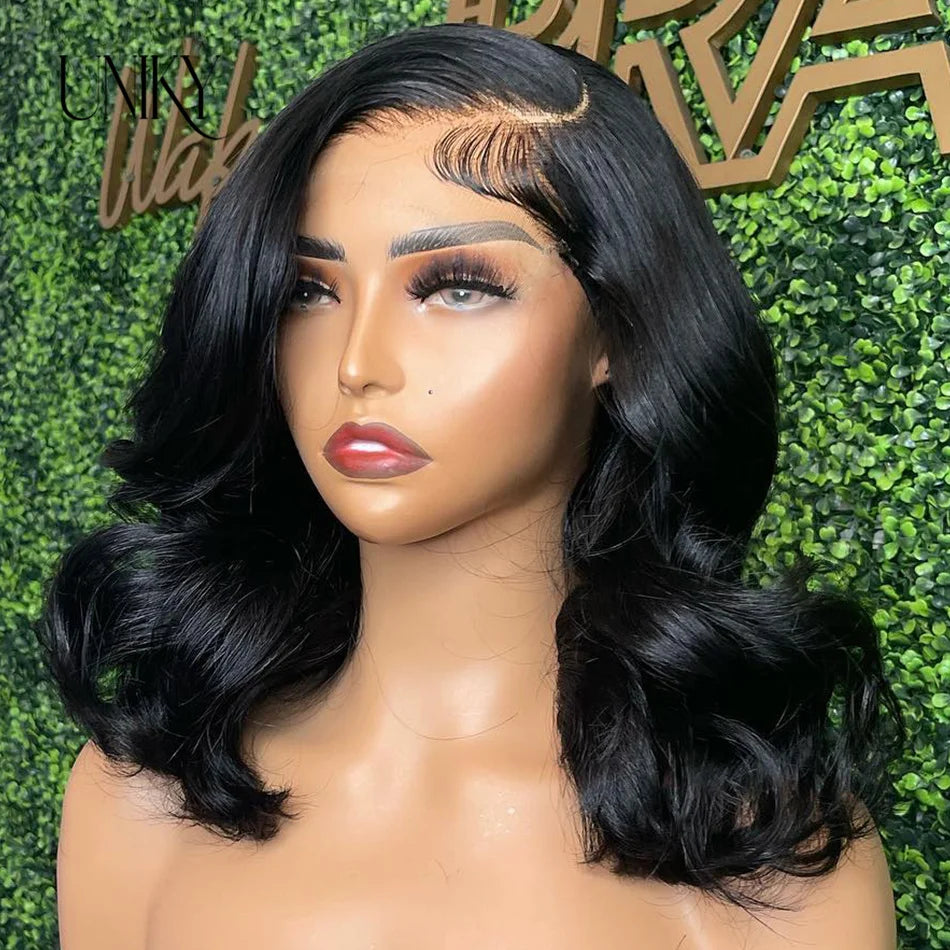 Body Wave 4x4 Transparent Lace Front Bob Wig 13x4 Human Hair Wigs