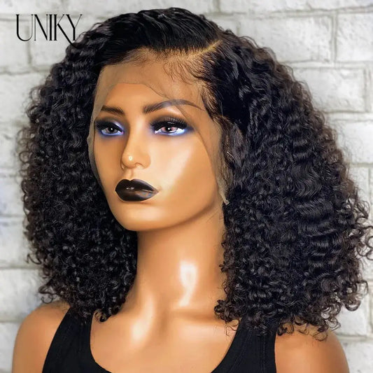 Short Curly Human Hair Bob Wig - Glueless 13x4 Lace Wig