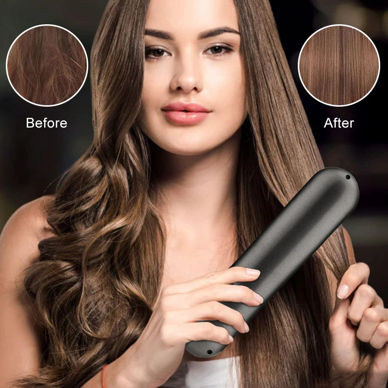 Wireless Hair Straightening Comb PTC Ceramic Fast Heating Portable Straightening Irons 3 Gears Electric Hair Brush Negative Ion