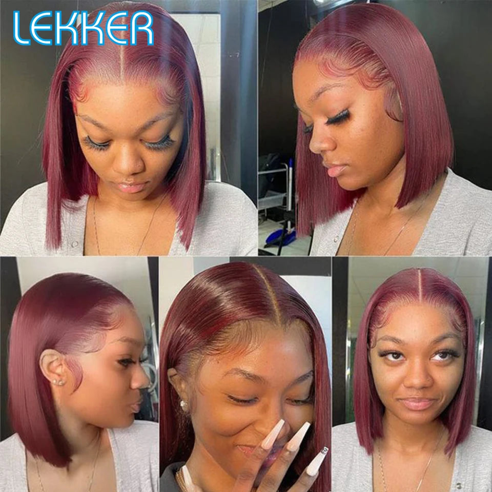 Brown Short Straight Bob  -  Chocolate Colored Lace Bob Wigs