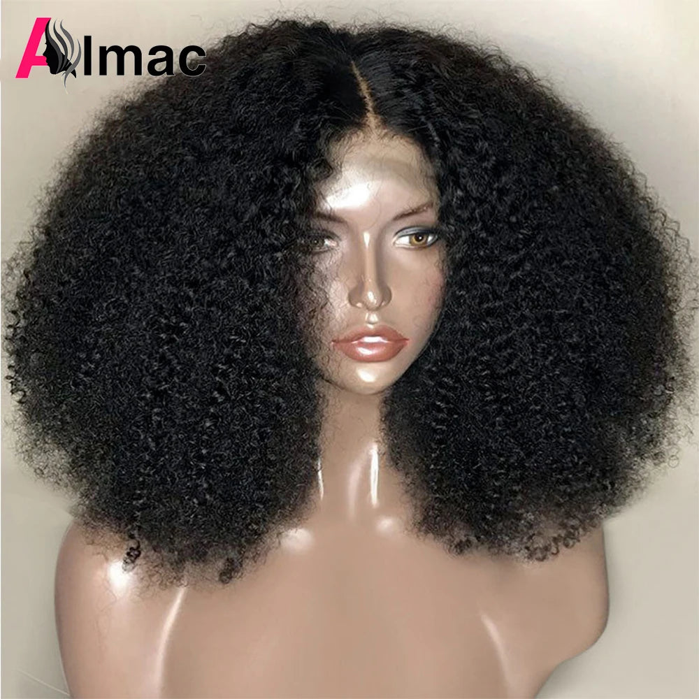 250% Density Afro Kinky Curly  Wigs  With Transparent Remy Lace