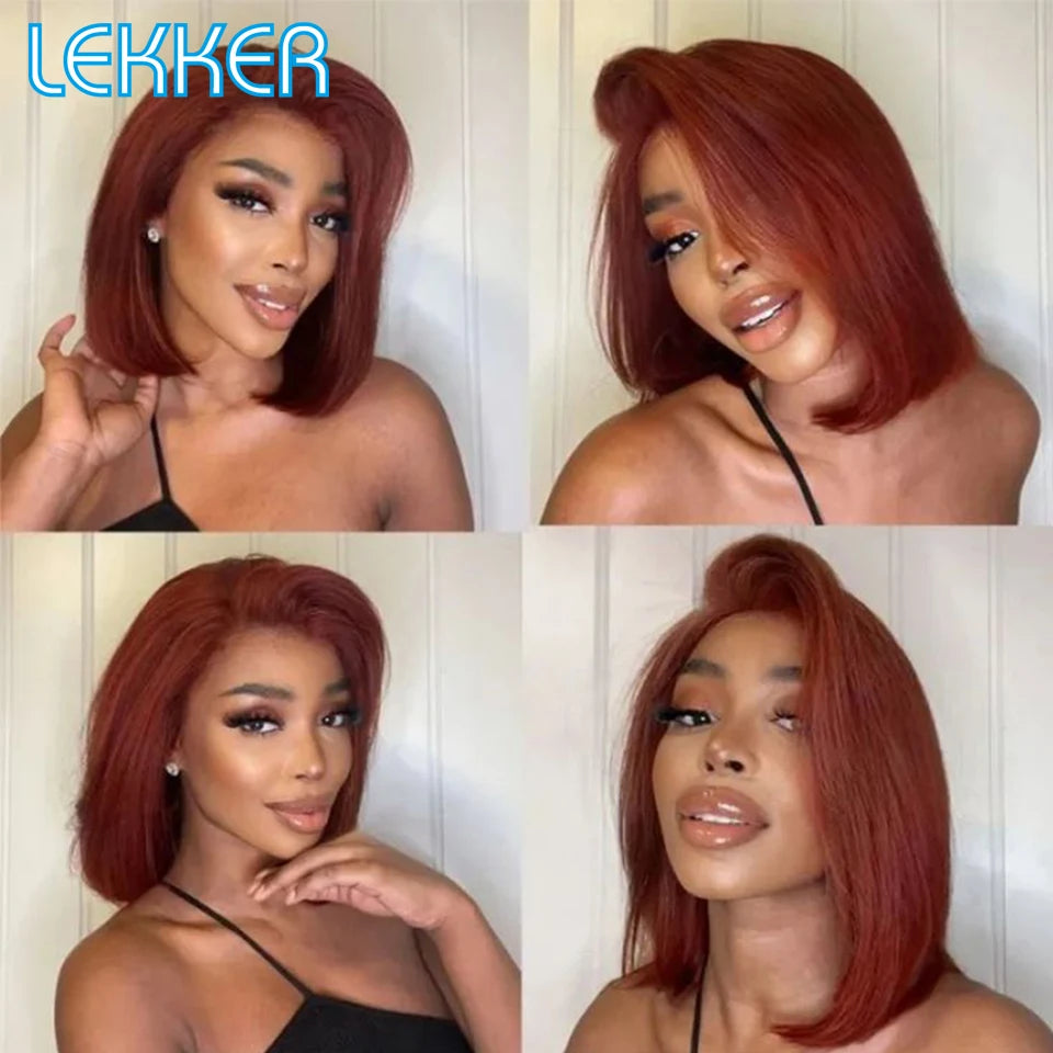 Brown Short Straight Bob  -  Chocolate Colored Lace Bob Wigs