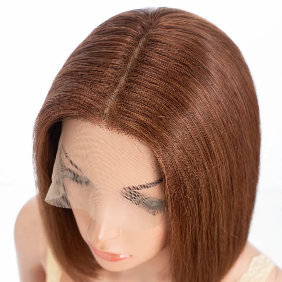 Brown Short Straight Bob  -  Chocolate Colored Lace Bob Wigs