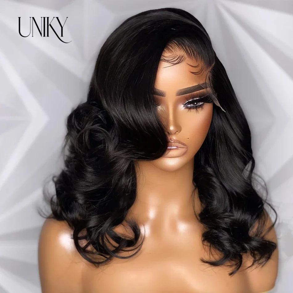 Body Wave 4x4 Transparent Lace Front Bob Wig 13x4 Human Hair Wigs