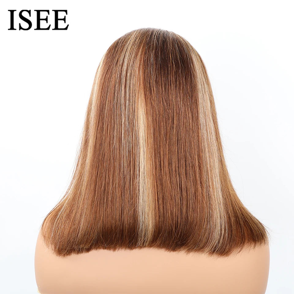 Highlight Wig Wear And Go -  Pre Cut Pre Plucked Glueless Wig Human Hair 6x4 Colored Ombre 4/27 Straight Bob