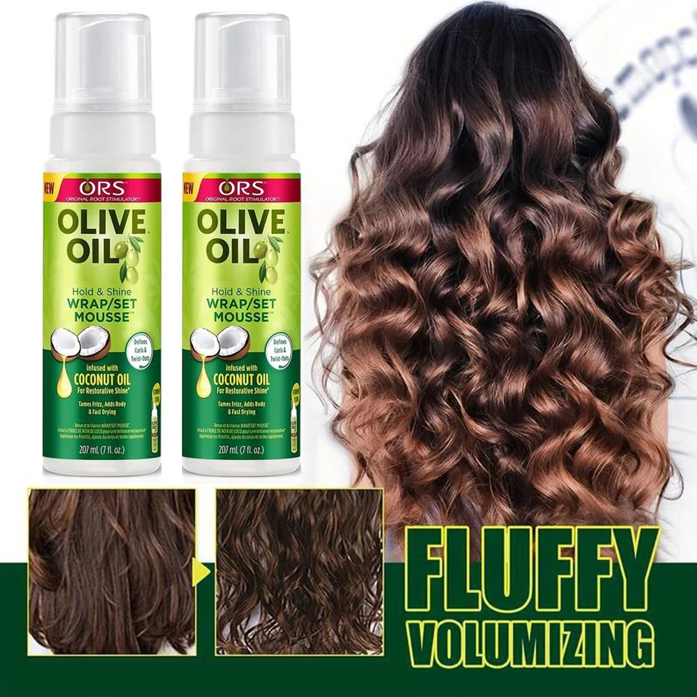 207ML Curly Hair Mousse For Wigs No-Flaking Olive Oil Hair Styling Mousse Anti-Frizz Hair Foam Mousse For Styling Hair Products