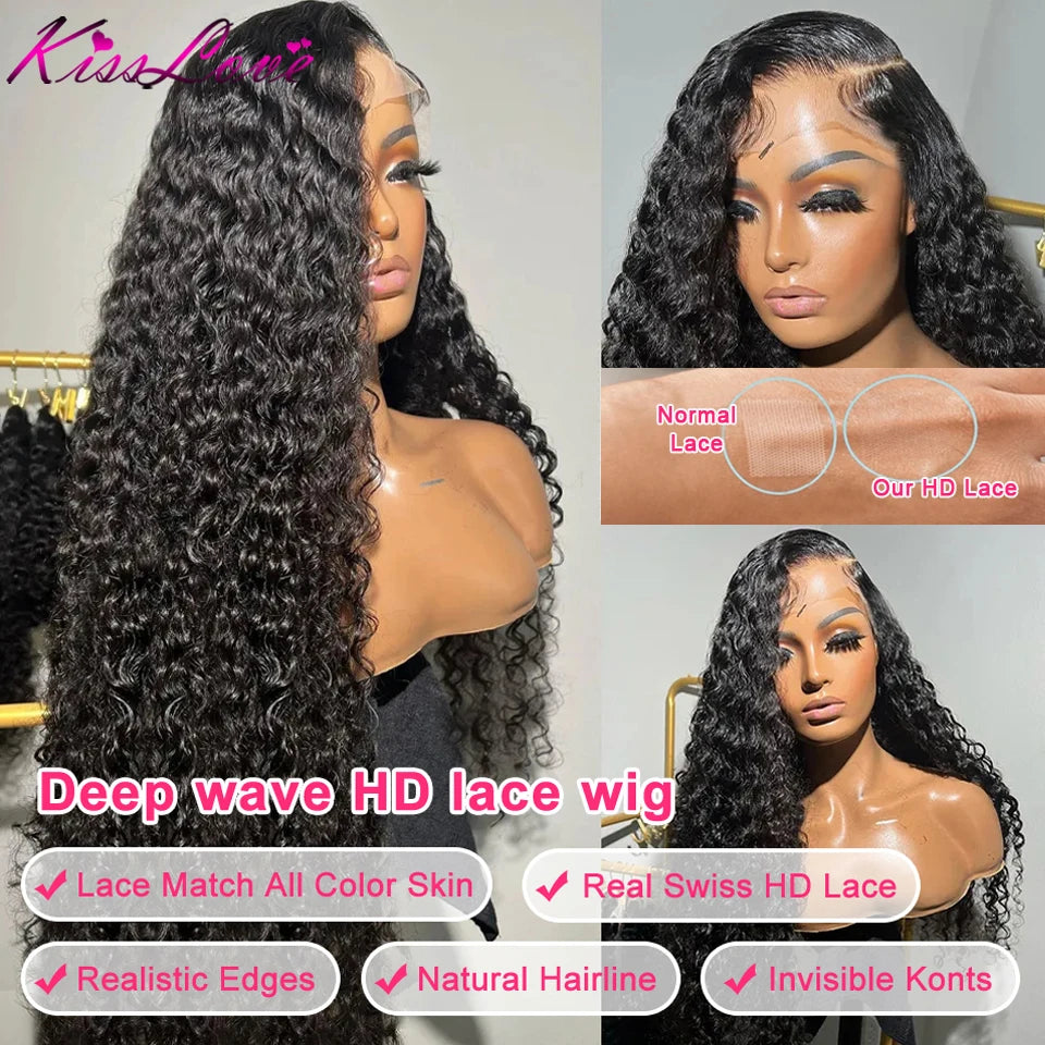 Deep Wave Wigs 13x6/13x4 HD Transparent Lace Front Human Hair Wigs 360 Lace Frontal Wig Human Hair Cury 5x5 HD Lace Closure Wigs