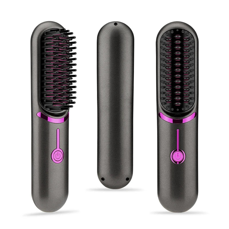 Wireless Hair Straightening Comb PTC Ceramic Fast Heating Portable Straightening Irons 3 Gears Electric Hair Brush Negative Ion