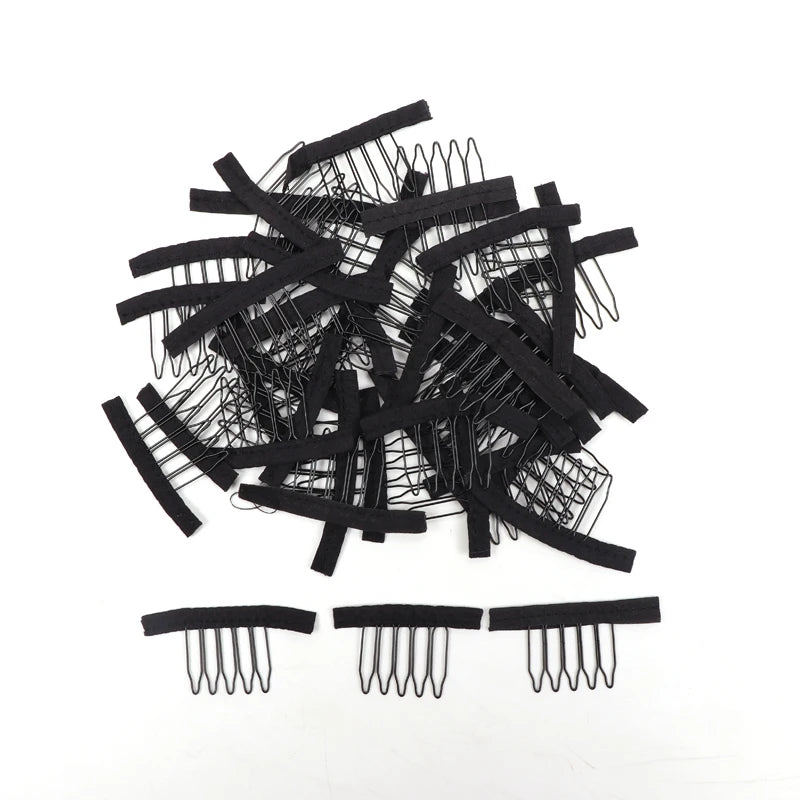 Nunify Wig Comb Clips 4 Teeth Hair Extension Clips Stainless Steel Wig Clips Combs Snap Clips With Rubber For Hair Extension