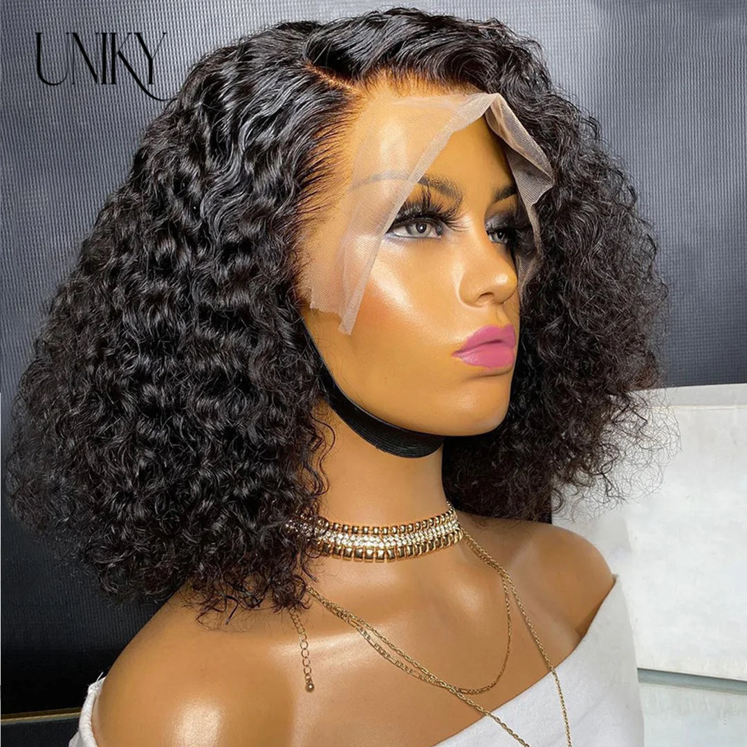 Short Curly Human Hair Bob Wig - Glueless 13x4 Lace Wig