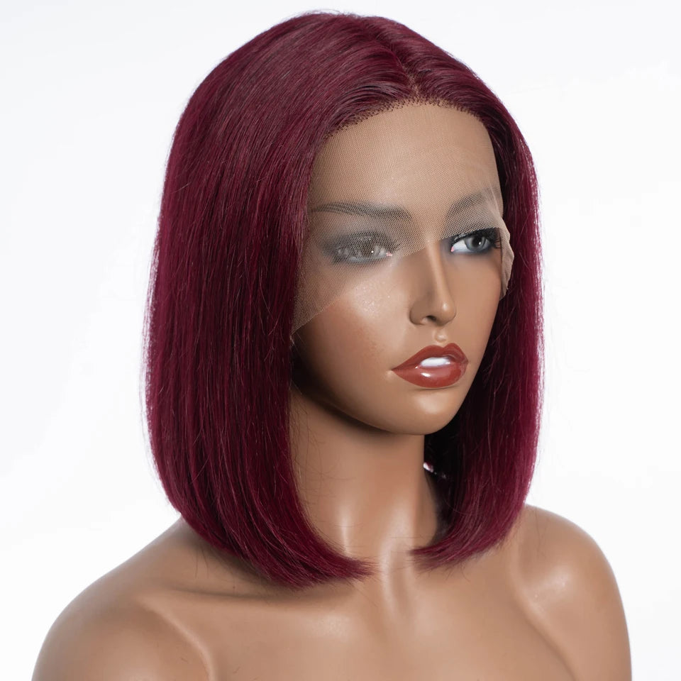 Brown Short Straight Bob  -  Chocolate Colored Lace Bob Wigs