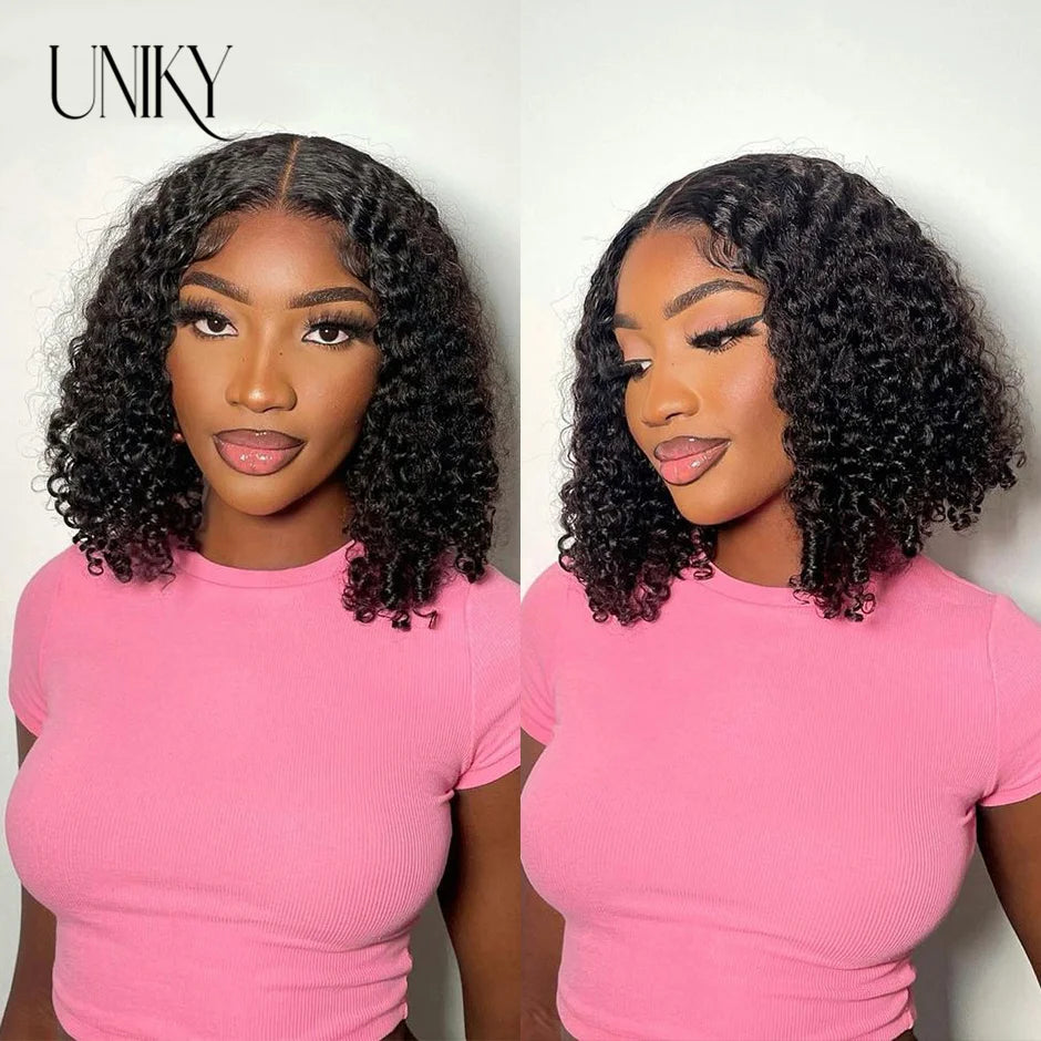 Short Curly Human Hair Bob Wig - Glueless 13x4 Lace Wig