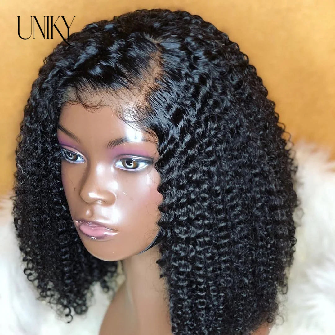 Short Curly Human Hair Bob Wig - Glueless 13x4 Lace Wig