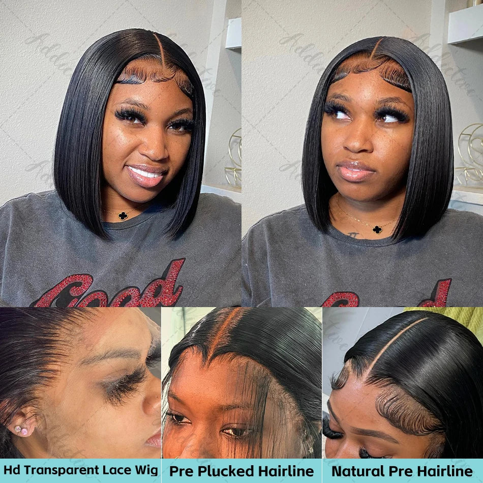 Straight Short Bob 13x4 Lace Frontal Human Hair Wigs