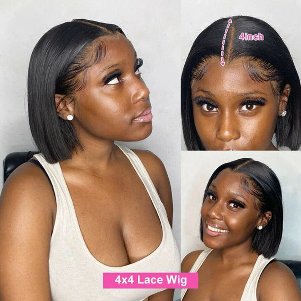 Bone Straight Bob Wig with Lace Frontal