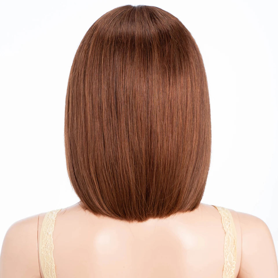 Brown Short Straight Bob  -  Chocolate Colored Lace Bob Wigs