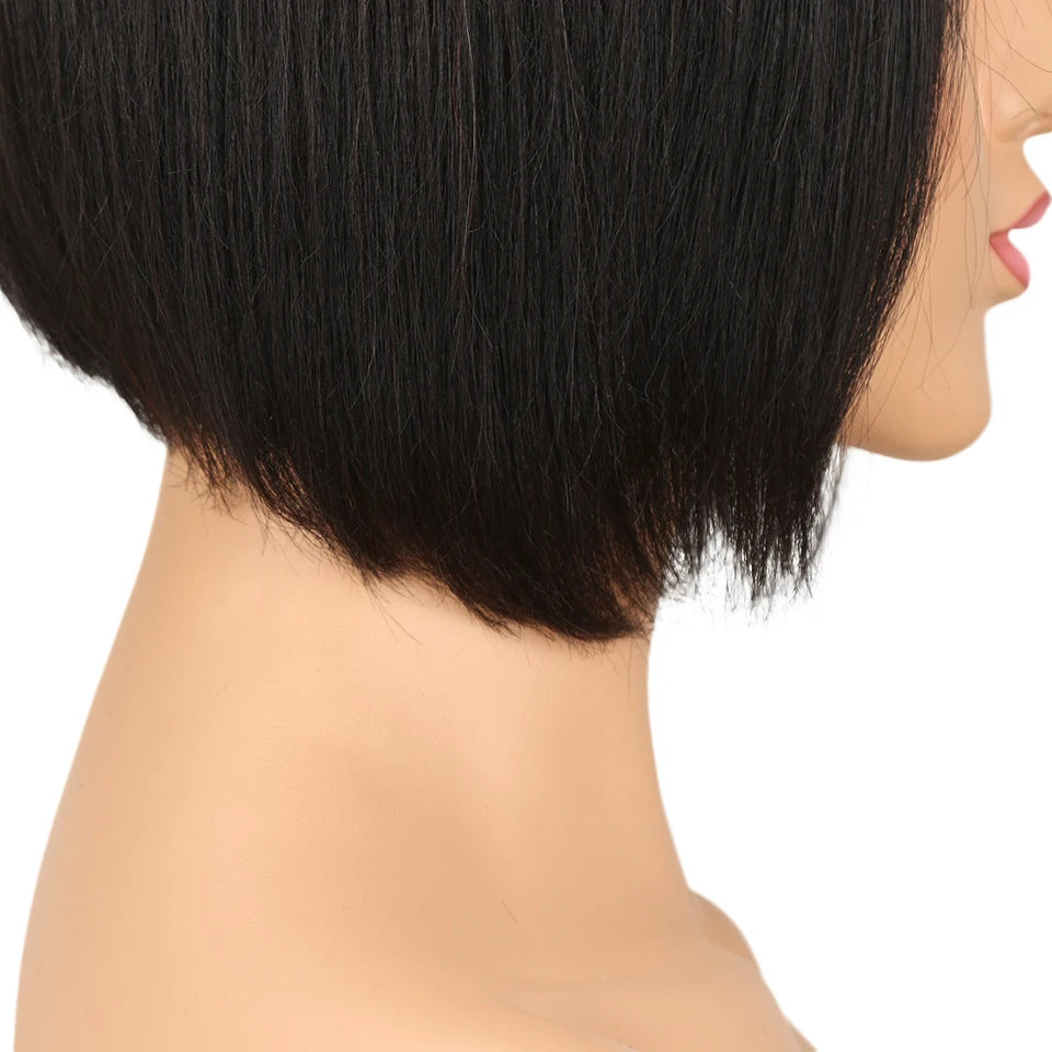 Sleek Short  Wigs with Natural Lace from Brazilian Hair and Ready To Wear