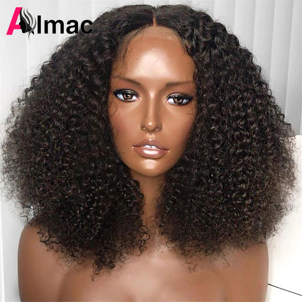 250% Density Afro Kinky Curly  Wigs  With Transparent Remy Lace