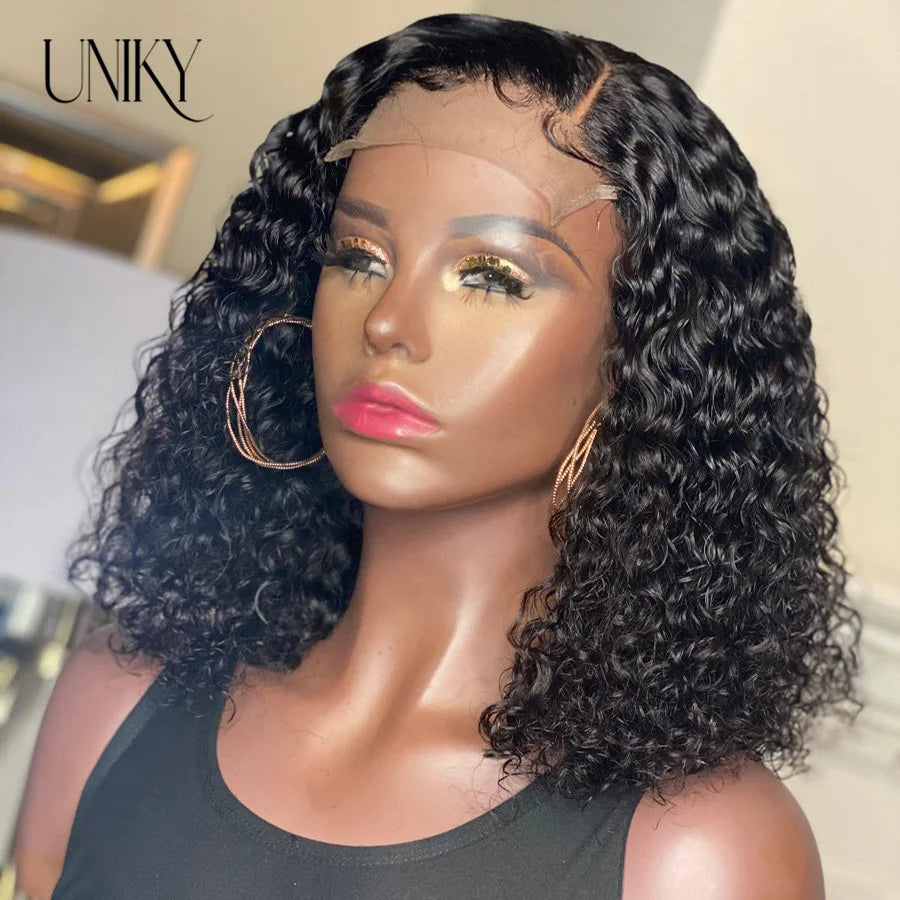 Short Curly Human Hair Bob Wig - Glueless 13x4 Lace Wig