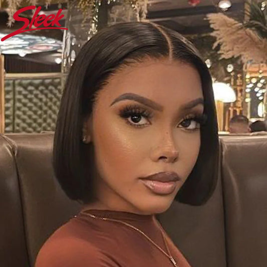 Sleek Short  Wigs with Natural Lace from Brazilian Hair and Ready To Wear