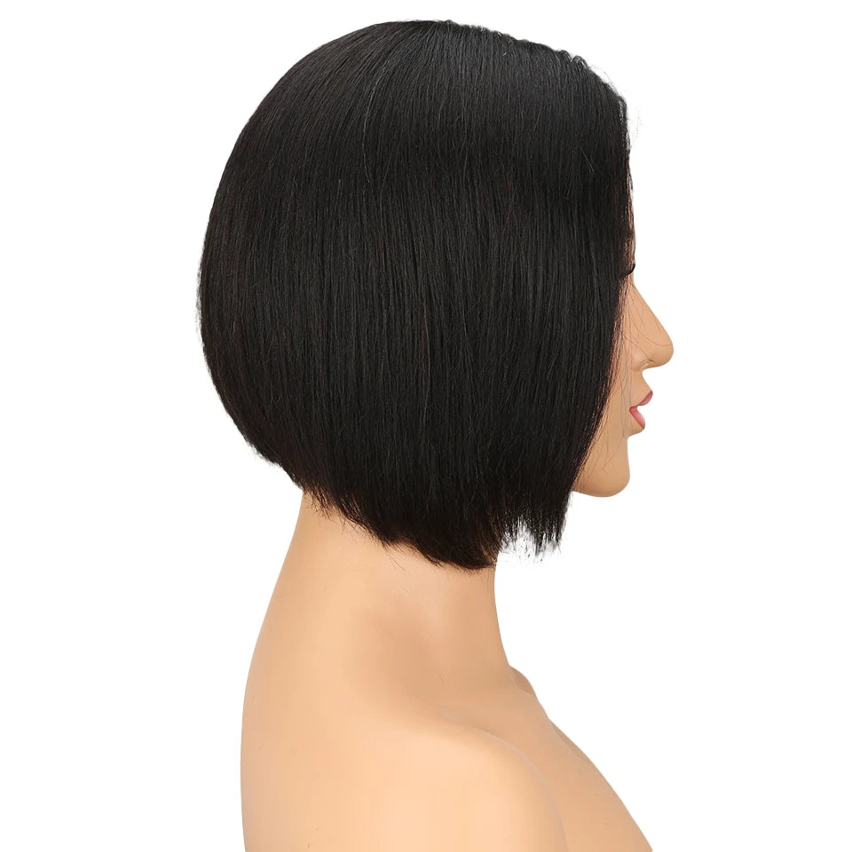 Sleek Short  Wigs with Natural Lace from Brazilian Hair and Ready To Wear