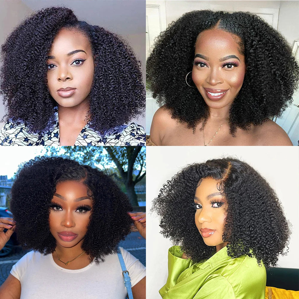 250% Density Afro Kinky Curly  Wigs  With Transparent Remy Lace